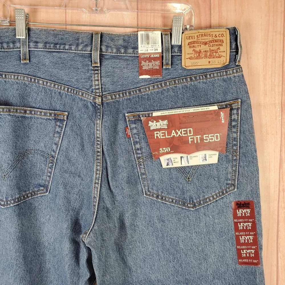 Levis 550 Relaxed Fit Baggy Jeans Mens 38x34 Blue Medium Wash Tapered Leg